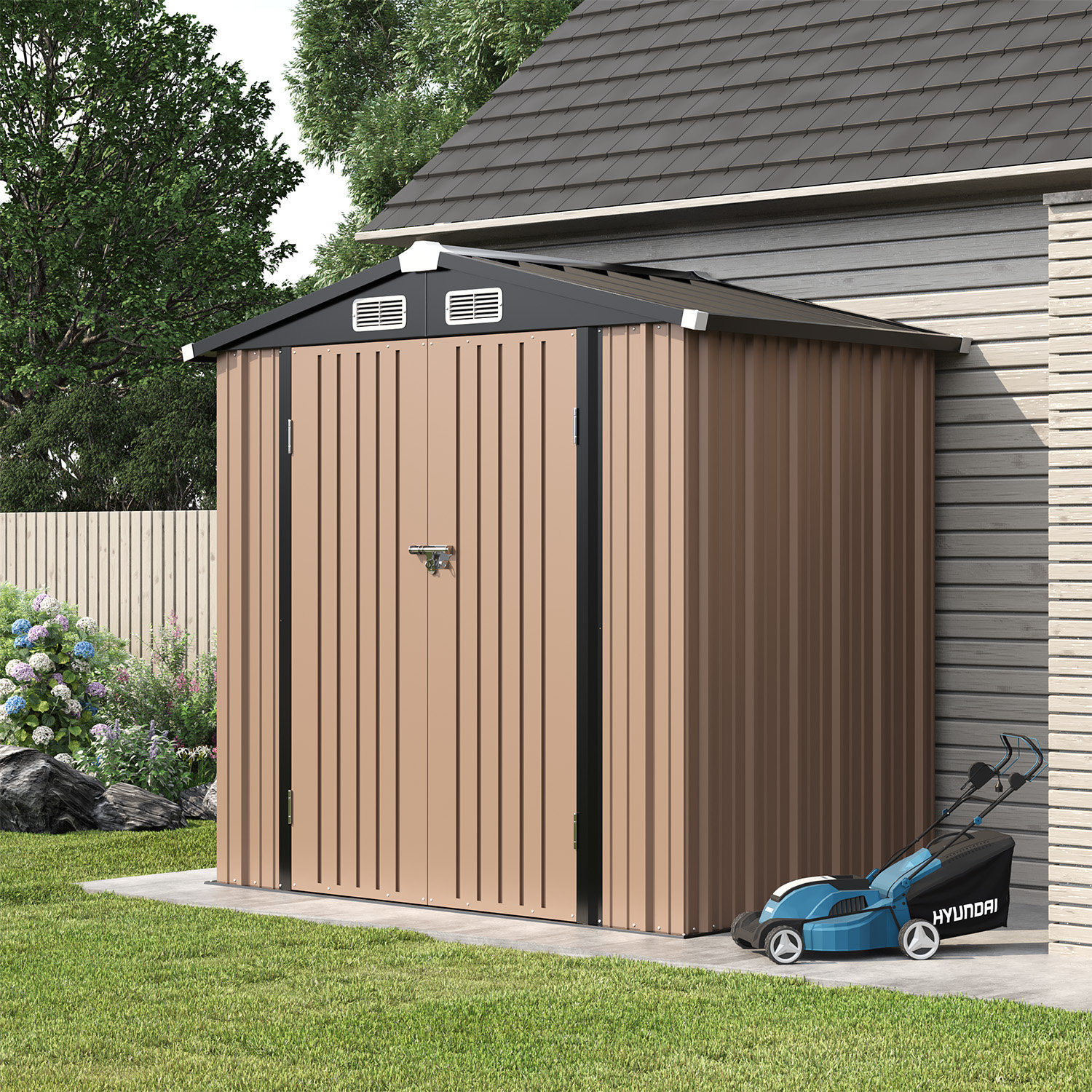 JolyDale 6.4 Ft. W X 4.0 Ft. D Metal Storage Shed With Metal Base